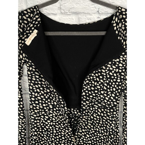 TORY BURCH Women's Black Ivory Animal Print Silk Fit & Flare Dress XS - Picture 4 of 6